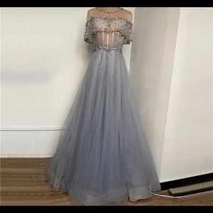 Blue Diamond Sequins Sexy Evening Dresses